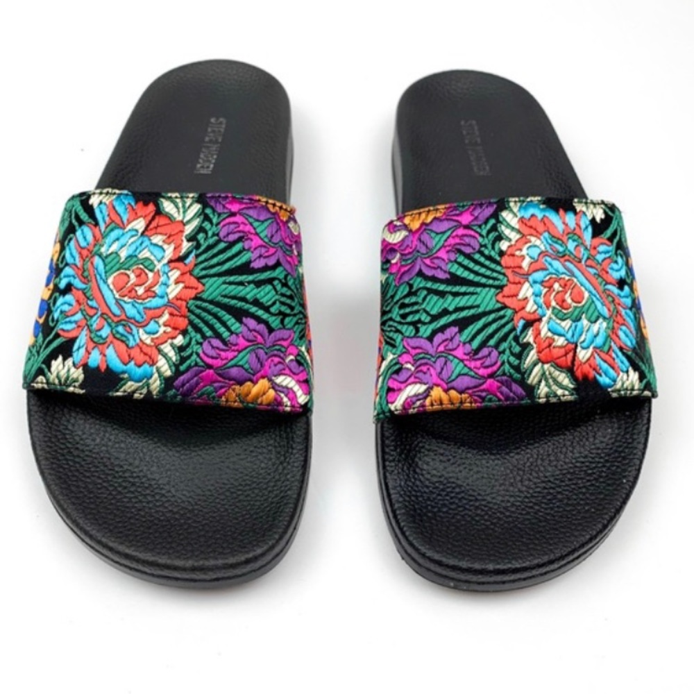 Steve Madden Black Embroidered Sandals